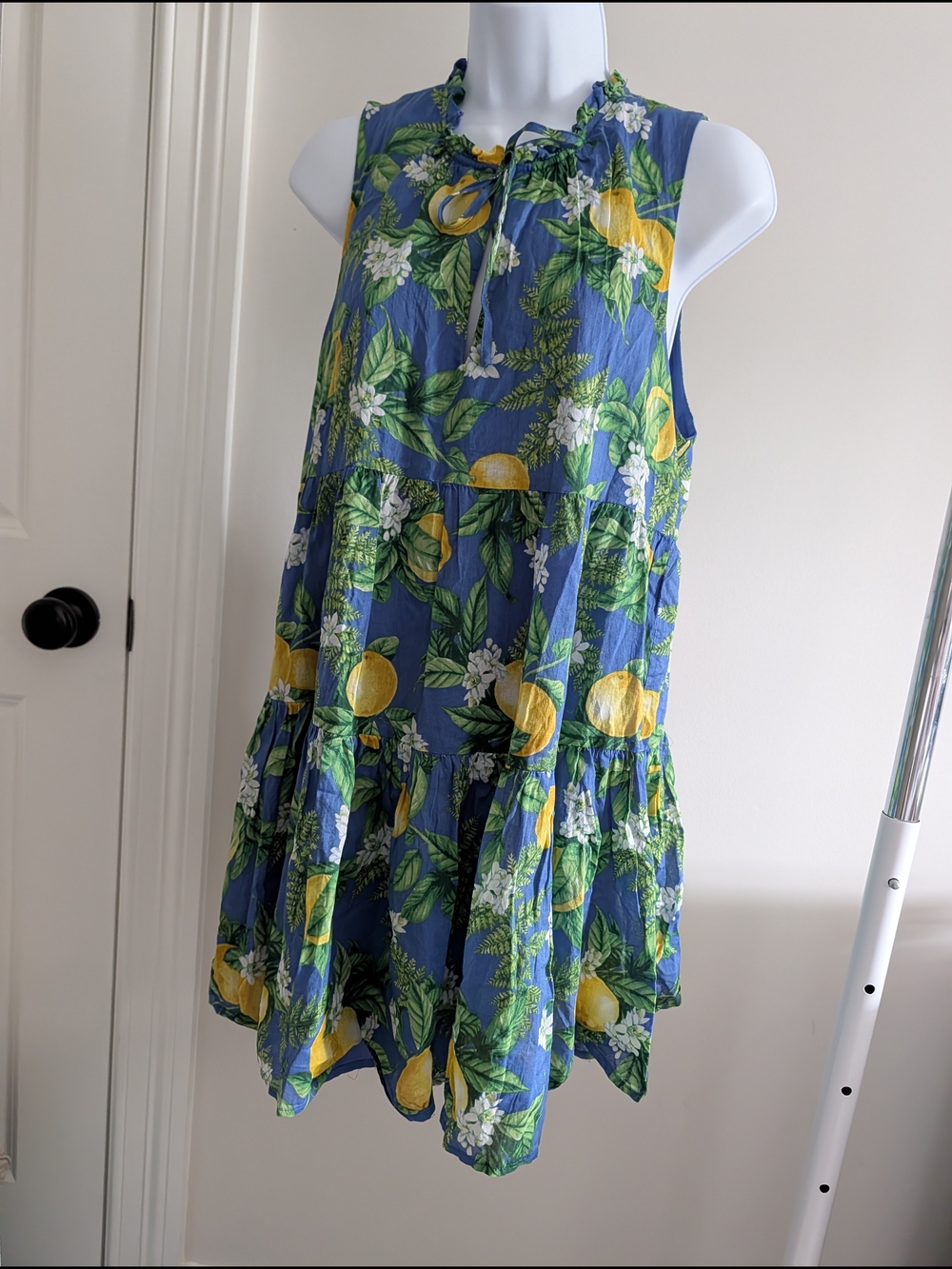 Aqua Blue and Green Summer Print Lemon Citrus Dress